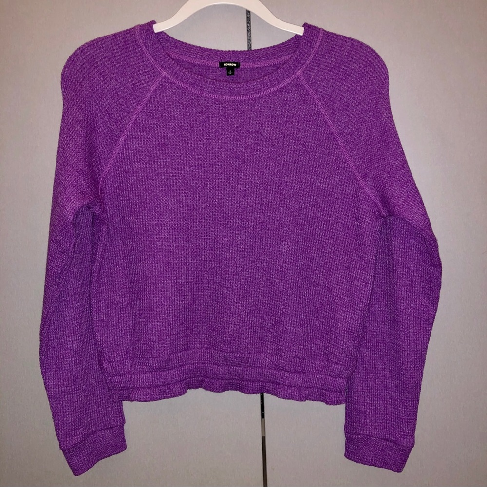 Monrow Thermal Raglan Tee in Orchid, Size Small - Picture 4 of 6